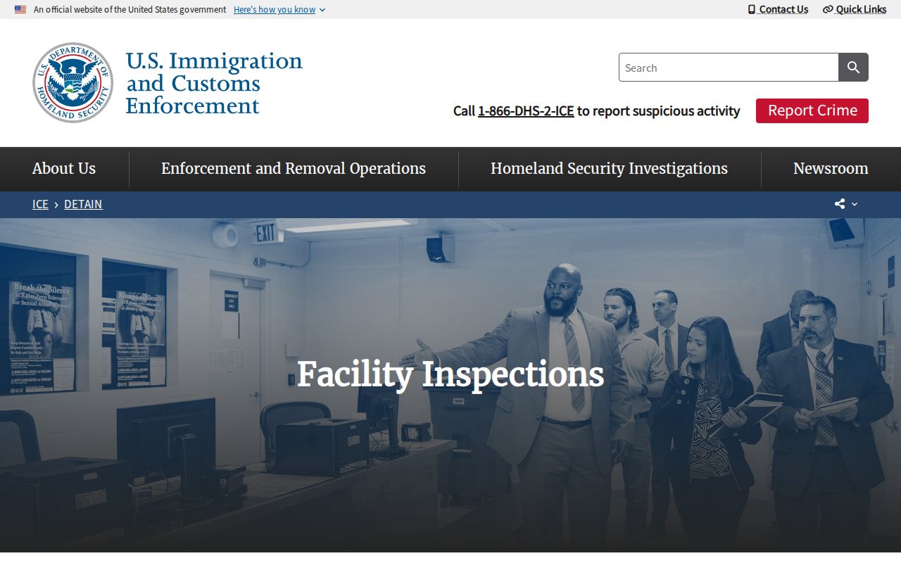 ICE facility index showing no Marshall County Oklahoma release facility