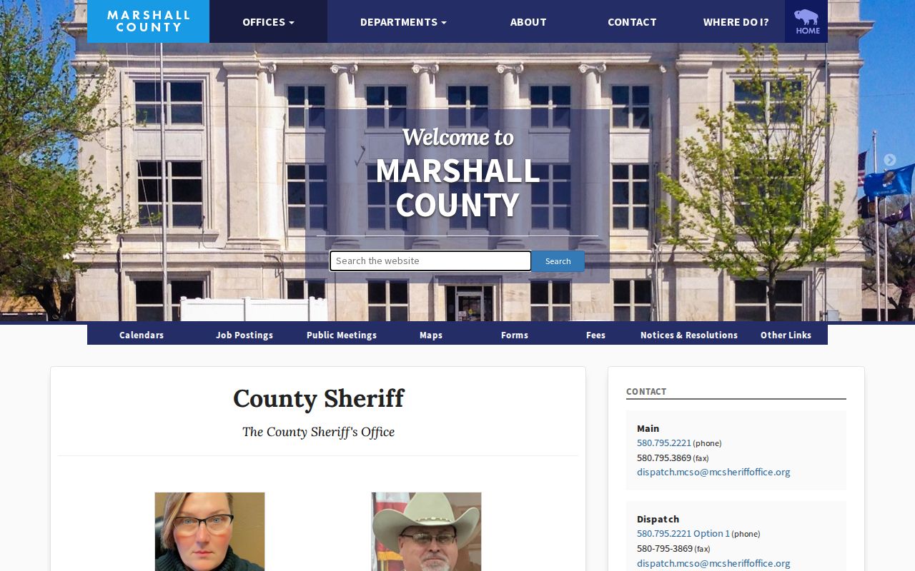 Marshall County Oklahoma sheriff release record contacts